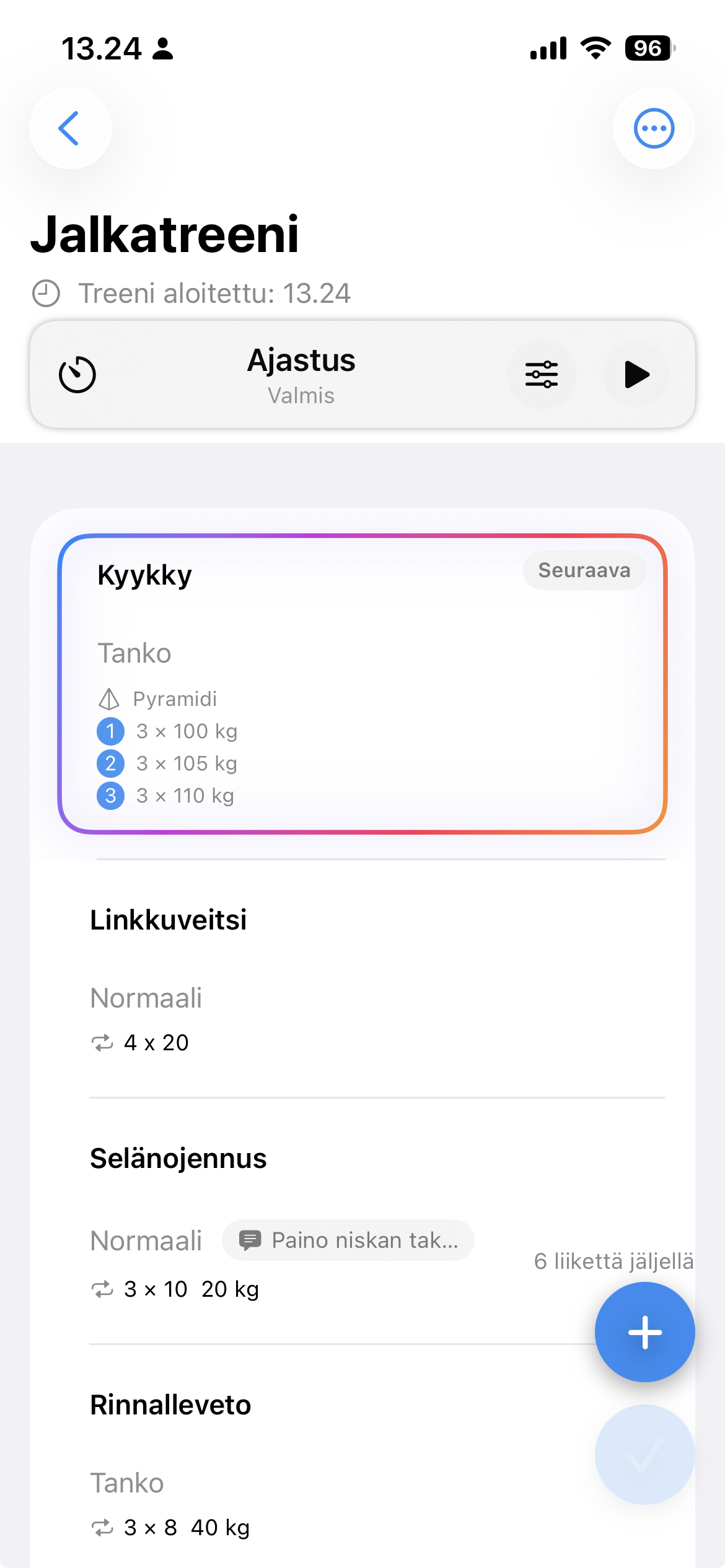 Treenin kirjaaminen Saliappissa